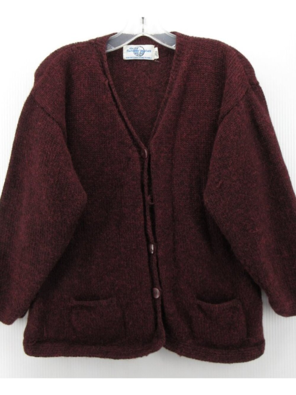 VINTAGE The Sweater Venture Medium Red Alpaca Cardigan Hand Knit*